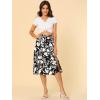 imageAllegra K Womens Slits Front High Waist ALine Belted Floral Flowy Midi SkirtBlack