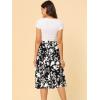 imageAllegra K Womens Slits Front High Waist ALine Belted Floral Flowy Midi SkirtBlack