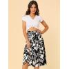 imageAllegra K Womens Slits Front High Waist ALine Belted Floral Flowy Midi SkirtBlack