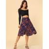 imageAllegra K Womens Slits Front High Waist ALine Belted Floral Flowy Midi SkirtBlue