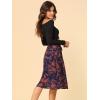 imageAllegra K Womens Slits Front High Waist ALine Belted Floral Flowy Midi SkirtBlue