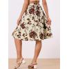 imageAllegra K Womens Slits Front High Waist ALine Belted Floral Flowy Midi SkirtDark Beige