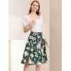 imageAllegra K Womens Slits Front High Waist ALine Belted Floral Flowy Midi SkirtGreen