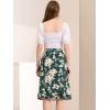 imageAllegra K Womens Slits Front High Waist ALine Belted Floral Flowy Midi SkirtGreen