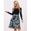 imageAllegra K Womens Slits Front High Waist ALine Belted Floral Flowy Midi SkirtGrey Blue