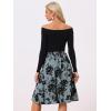 imageAllegra K Womens Slits Front High Waist ALine Belted Floral Flowy Midi SkirtGrey Blue