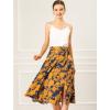 imageAllegra K Womens Slits Front High Waist ALine Belted Floral Flowy Midi SkirtOrange Blue