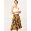 imageAllegra K Womens Slits Front High Waist ALine Belted Floral Flowy Midi SkirtOrange Blue