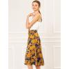 imageAllegra K Womens Slits Front High Waist ALine Belted Floral Flowy Midi SkirtOrange Blue