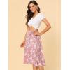 imageAllegra K Womens Slits Front High Waist ALine Belted Floral Flowy Midi SkirtPink