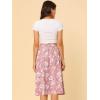 imageAllegra K Womens Slits Front High Waist ALine Belted Floral Flowy Midi SkirtPink