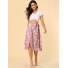 imageAllegra K Womens Slits Front High Waist ALine Belted Floral Flowy Midi SkirtPink