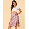 imageAllegra K Womens Slits Front High Waist ALine Belted Floral Flowy Midi SkirtPink