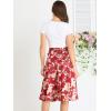 imageAllegra K Womens Slits Front High Waist ALine Belted Floral Flowy Midi SkirtRed