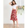 imageAllegra K Womens Slits Front High Waist ALine Belted Floral Flowy Midi SkirtRed