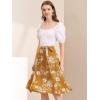 imageAllegra K Womens Slits Front High Waist ALine Belted Floral Flowy Midi SkirtYellow