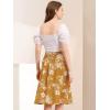 imageAllegra K Womens Slits Front High Waist ALine Belted Floral Flowy Midi SkirtYellow