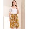 imageAllegra K Womens Slits Front High Waist ALine Belted Floral Flowy Midi SkirtYellow