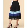 imageAllegra K Womens Summer Elastic Waist Color Block ALine Pleated Chiffon Midi SkirtBlack