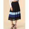 imageAllegra K Womens Summer Elastic Waist Color Block ALine Pleated Chiffon Midi SkirtBlack