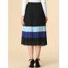 imageAllegra K Womens Summer Elastic Waist Color Block ALine Pleated Chiffon Midi SkirtBlack