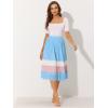 imageAllegra K Womens Summer Elastic Waist Color Block ALine Pleated Chiffon Midi SkirtLight Blue