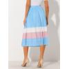 imageAllegra K Womens Summer Elastic Waist Color Block ALine Pleated Chiffon Midi SkirtLight Blue