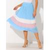 imageAllegra K Womens Summer Elastic Waist Color Block ALine Pleated Chiffon Midi SkirtLight Blue