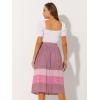 imageAllegra K Womens Summer Elastic Waist Color Block ALine Pleated Chiffon Midi SkirtMuted Berry