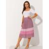 imageAllegra K Womens Summer Elastic Waist Color Block ALine Pleated Chiffon Midi SkirtMuted Berry