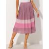 imageAllegra K Womens Summer Elastic Waist Color Block ALine Pleated Chiffon Midi SkirtMuted Berry