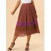 imageAllegra K Womens Summer Elastic Waist Color Block ALine Pleated Chiffon Midi SkirtRedbrown