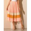 imageAllegra K Womens Summer Elastic Waist Color Block ALine Pleated Chiffon Midi SkirtWatermelon Pink