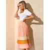 imageAllegra K Womens Summer Elastic Waist Color Block ALine Pleated Chiffon Midi SkirtWatermelon Pink