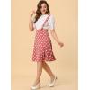 imageAllegra K Womens Vintage Suspender Skirt 1950s Polka Dots Flowy Midi Skirts XLarge Pink