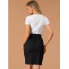 imageAllegra K Womens Workwear Paperbag Elastic Waist Side Pockets Cotton Pencil SkirtBlack