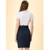 imageAllegra K Womens Workwear Paperbag Elastic Waist Side Pockets Cotton Pencil SkirtDark Blue