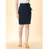 imageAllegra K Womens Workwear Paperbag Elastic Waist Side Pockets Cotton Pencil SkirtDark Blue