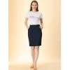 imageAllegra K Womens Workwear Paperbag Elastic Waist Side Pockets Cotton Pencil SkirtDark Blue