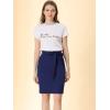 imageAllegra K Womens Workwear Paperbag Elastic Waist Side Pockets Cotton Pencil SkirtNavy Blue