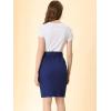 imageAllegra K Womens Workwear Paperbag Elastic Waist Side Pockets Cotton Pencil SkirtNavy Blue