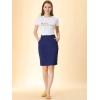 imageAllegra K Womens Workwear Paperbag Elastic Waist Side Pockets Cotton Pencil SkirtNavy Blue