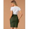 imageAllegra K Womens Workwear Paperbag Elastic Waist Side Pockets Cotton Pencil SkirtOlive Green