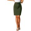 imageAllegra K Womens Workwear Paperbag Elastic Waist Side Pockets Cotton Pencil SkirtOlive Green