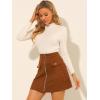 imageAllegra K Womens Zipper Front Skirt High Waist ALine Faux Suede Mini SkirtCaramel