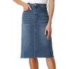 imageAllegra K Womens Casual Jean Skirt High Waist Back Slit Stretch Denim SkirtsBlue