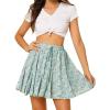 imageAllegra K Womens Floral Pleated Skirt Ruffle High Waist Summer Mini SkirtBlue