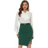 imageAllegra K Womens High Waist Pencil Skirt with Belt Slit Hem Office Business Bodycon Skirts