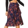 imageAllegra K Womens Slits Front High Waist ALine Belted Floral Flowy Midi SkirtBlue