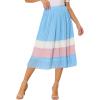 imageAllegra K Womens Summer Elastic Waist Color Block ALine Pleated Chiffon Midi SkirtLight Blue